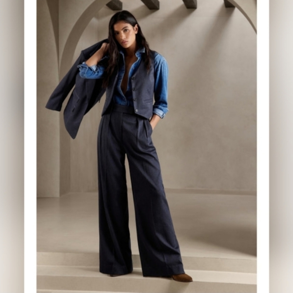 Banana Republic Navy Wide-Leg Trousers